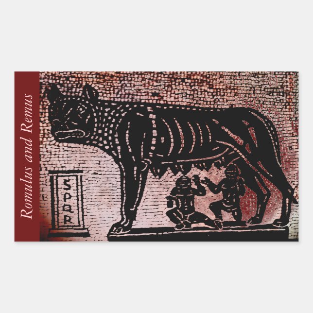 Romulus und Remus Rechteckiger Aufkleber (Vorderseite)