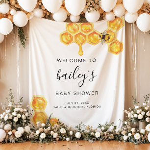 ROMY Honey Bumble Bee Rustic Baby Dusche Willkomme Wandteppich