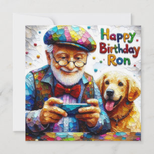Ron~ Carte Anniversaire ~ Golden Retriever ~