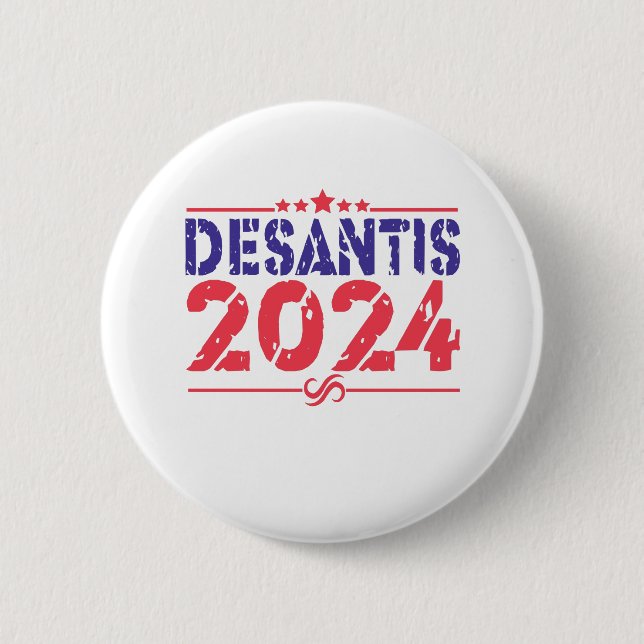 Ron DeSantis 2024 Präsident Wahlen Vintages Gesche Button (Vorderseite)