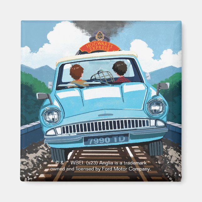 Ron & HARRY POTTER™ im fliegenden Auto nach HOGWAR Magnet (Vorne)