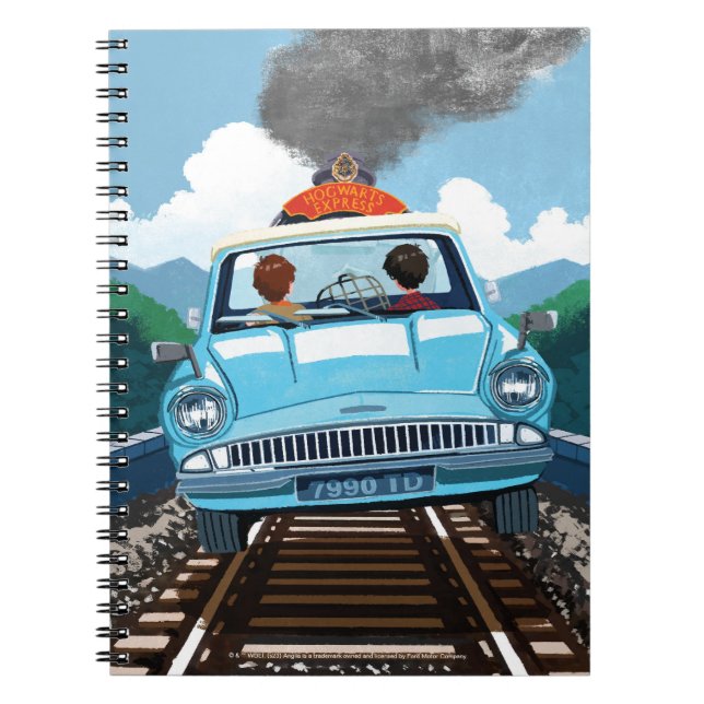 Ron & HARRY POTTER™ in Flying Car to HOGWARTS™ Notizblock (Vorderseite)