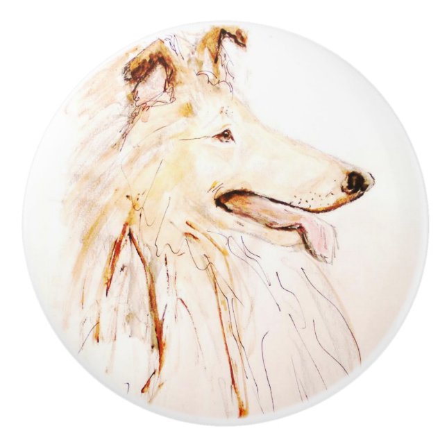 Ron Hevener Collie Dog Keramikknauf (Vorderseite)