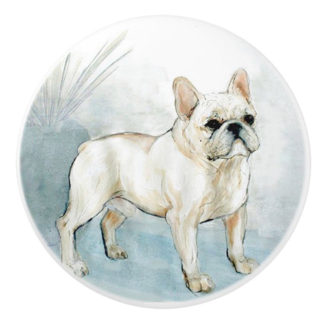 Ron Hevener French Bulldog Keramikknauf (Vorderseite)