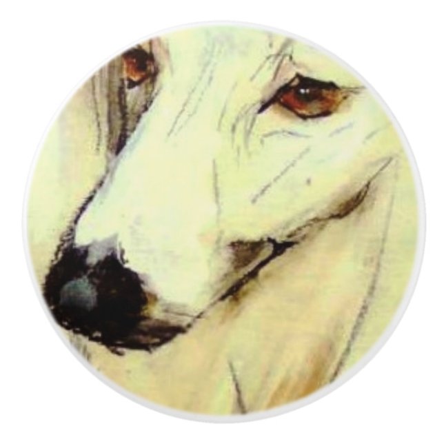 Ron Hevener Greyhound Dog Keramikknauf (Vorderseite)