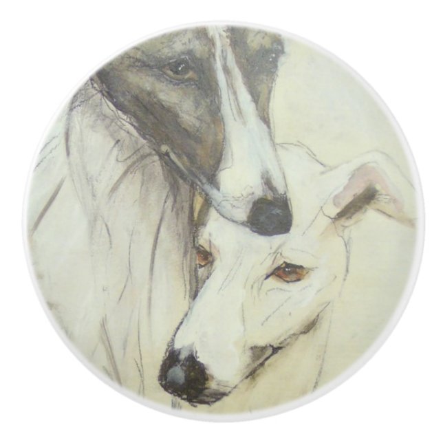 Ron Hevener Greyhound Keramikknauf (Vorderseite)