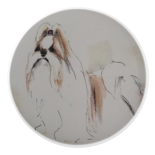 Ron Hevener Shih-Tzu Keramikknauf (Vorderseite)