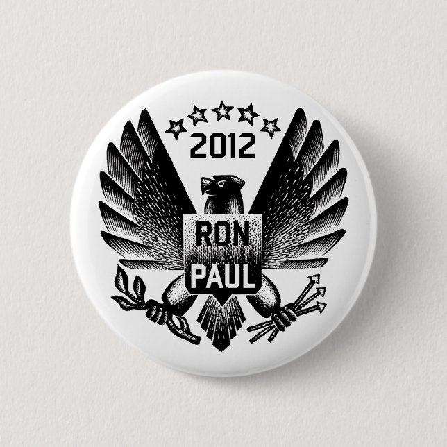 Ron Paul 2012 schwarzes Eagle Button (Vorderseite)