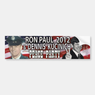 Ron Paul u. Dennis Kucinich FriedensParty 2012 Autoaufkleber