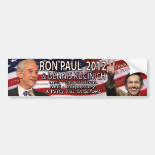 Ron Paul u. Dennis Kucinich für das 2012 -Weiße Autoaufkleber