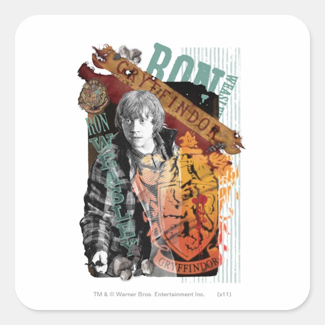 Ron Weasley Collage 1 Quadratischer Aufkleber (Vorderseite)