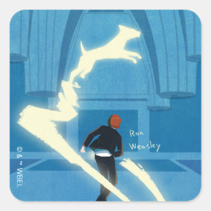 Ron Weasley Patronus Malerei Quadratischer Aufkleber