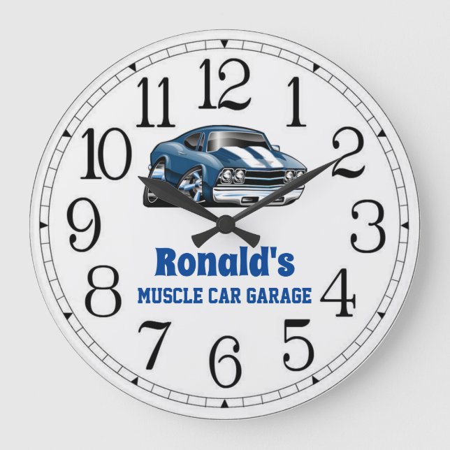 Ronald's 69 Muscle Car Large Clock Große Wanduhr (Vorderseite)