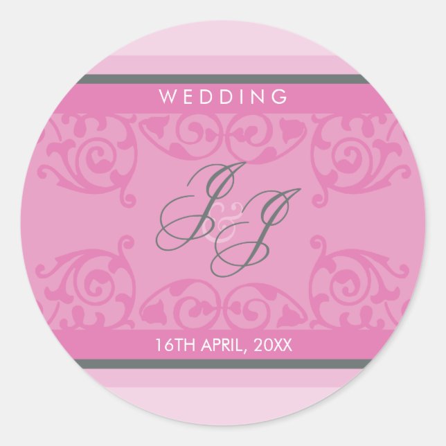 Rond 070 Jenny+Justin :: MONOGRAMMED STICKER :: boucles (Devant)