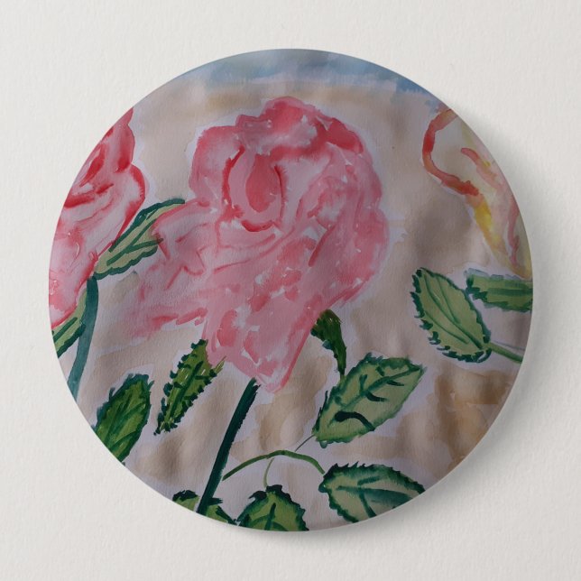 Rond 10 Cm Badge Abstrait des Roses d'été (Devant)