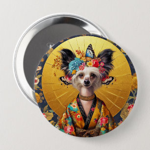 Rond 10 Cm Badge Chinese Crested Dog Art
