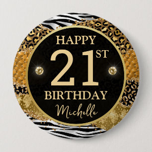 Rond 10 Cm Badge d'anniversaire Zèbre Léopard Safari Agate