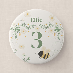 Rond 10 Cm Badge de naissance de l'âge de l'enfant abeille