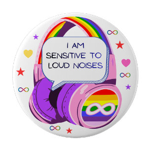 Rond 10 Cm Badge Épingle Je suis sensible aux bruits Badge Se