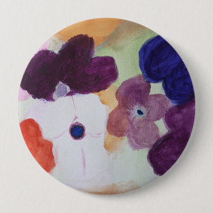 Rond 10 Cm Badge ronde des anémones de printemps