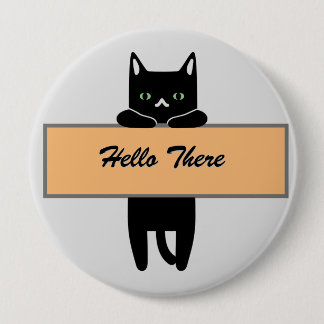 Rond 10 Cm Chat tenant un badge de signe