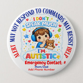 Rond 10 Cm I'm autistic non verbal pin Button badge