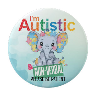 Rond 10 Cm Je suis autiste alerte badge autisme non verbal