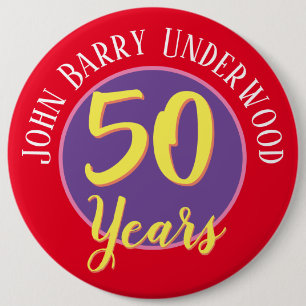 Rond 15,2 Cm 50e Anniversaire Badge à Personnaliser.