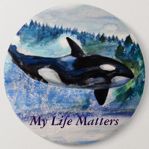 Rond 15,2 Cm Amoureux d'Orca Nature Amical Badge