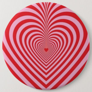 Rond 15,2 Cm Badge Bouton - Cœurs Illusion d'Optique