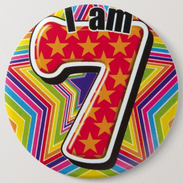 Rond 15,2 Cm Badge d'anniversaire - J'ai 7 ans (Devant)