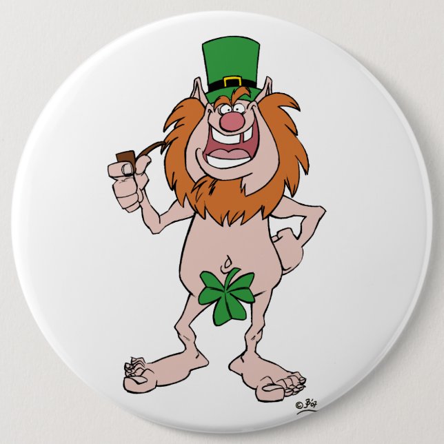 Rond 15,2 Cm badge de bouton St Patrick Leprechaun (Devant)