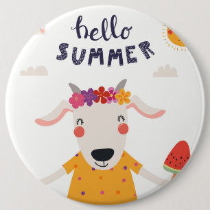 Rond 15,2 Cm Badge " Hello Summer "