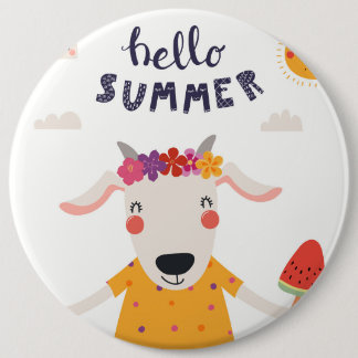 Rond 15,2 Cm Badge " Hello Summer "