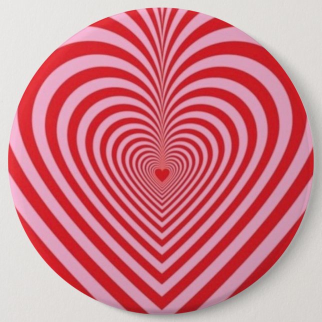 Rond 15,2 Cm Bouton Badge - Coeurs d'illusion optique (Devant)