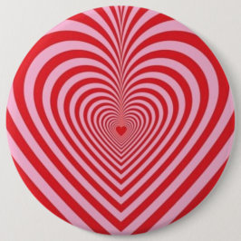 Rond 15,2 Cm Bouton Badge - Coeurs d'illusion optique