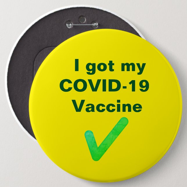 Rond 15,2 Cm J'ai mon vaccin COVID-19. Badge (Devant & derrière)