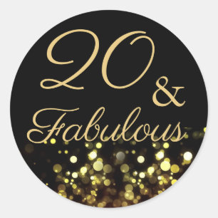 Rond 20 et fabuleux Sticker d'anniversaire noir et or