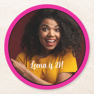 Rond 21e anniversaire photo Dessous de verre cadre