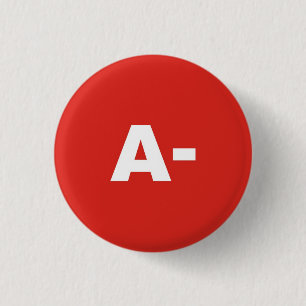 Rond 2,50 Cm A- Blood Type / Group Rh (Rhesus) Negative Badge