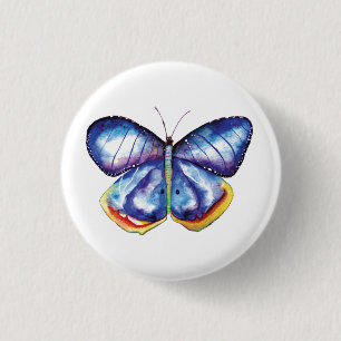 Rond 2,50 Cm Aquarelle Papillon Badge ronde
