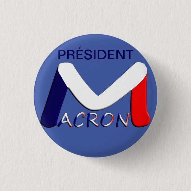 Rond 2,50 Cm Badge 32 mm, Emmanuel Macron Président (Devant)