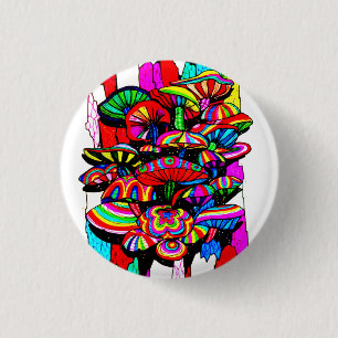 Rond 2,50 Cm Badge à broche champignon psychédélique