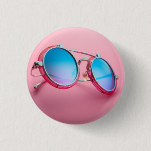 Rond 2,50 Cm Badge de lunettes de soleil, bouton, épingle, rose