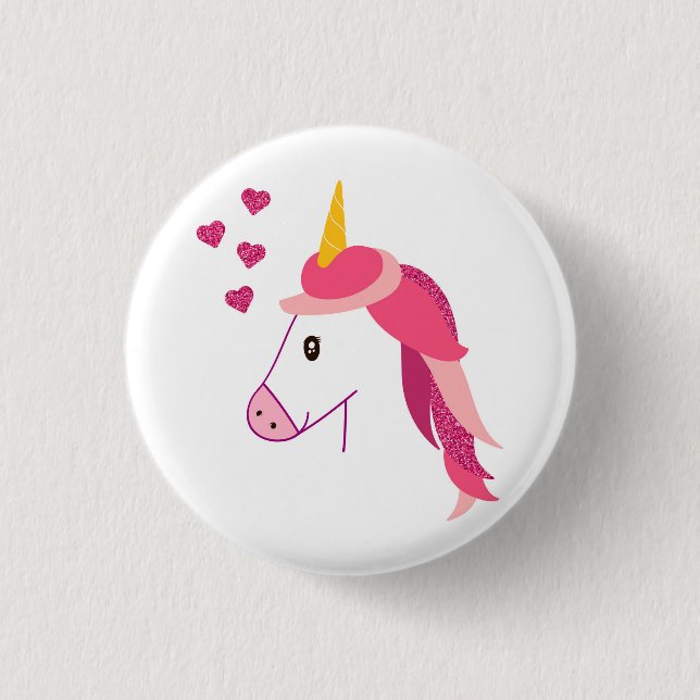 Rond 2,50 Cm badge d'icône Unicorne. (Devant)