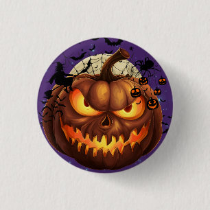 Rond 2,50 Cm Badge éffrayant ronde Citrouille Halloween