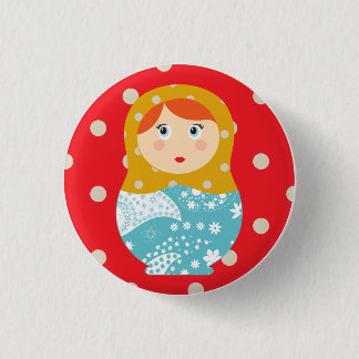 Rond 2,50 Cm badge matriochka rouge