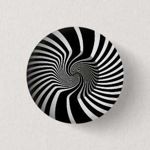 Rond 2,50 Cm Badge - Tourbillon d'art psychédélique N/B