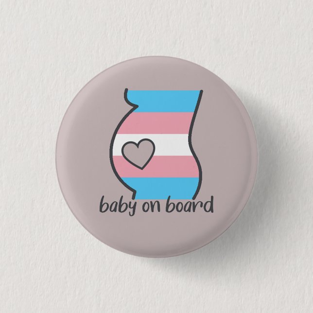 Rond 2,50 Cm Bébé à bord Drapeau Trans Fide Grossesse Badge (Devant)