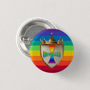 Rond 2,50 Cm Bouton / Badge de Crête de Suiveur Arc-en-ciel